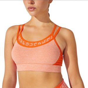 NWT Asics Cropped Logo Sports Bra - Marigold Orange - Sizes Small + Medium